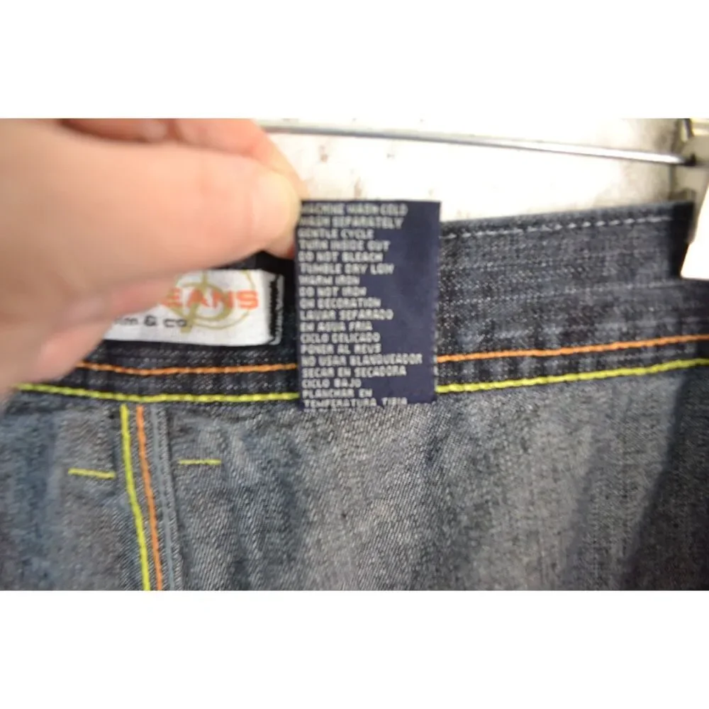 Paco Jeans Men's 38x32 Dark Wash Graphic Print Baggy Y2K Skater Jeans